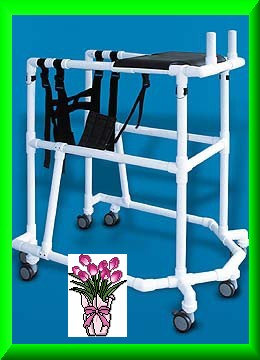 Combo-Walker, ein Unterarmgehwagen mit Unterarmauflage und Sitzgurt